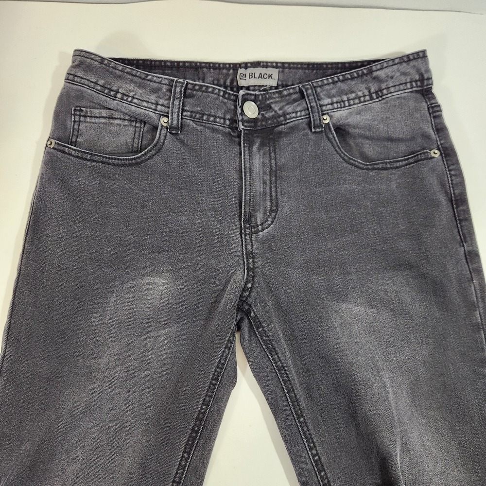Black Skinny Flex Mens Jeans Sz 30x32 Distressed Paint Splatter Grunge Y2K Punk - Picture 7 of 12